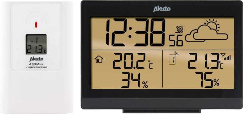 Meenemen Reusachtig Zwitsers Alecto Draadloos weerstation WS 2300 zwart - Klokken.shop
