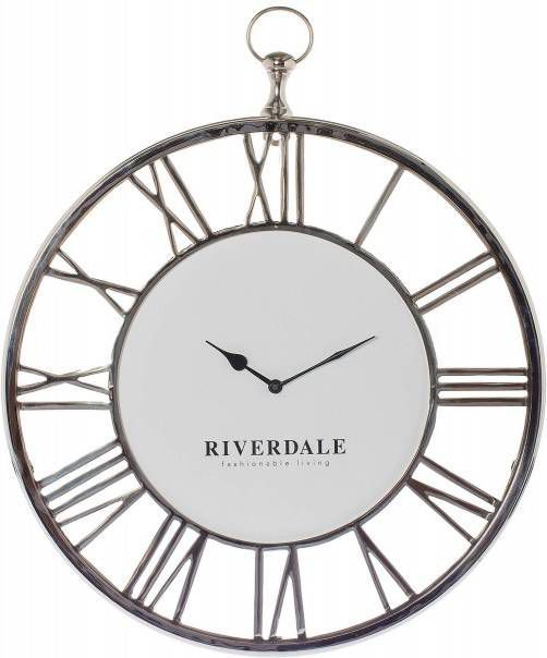 contant geld Onafhankelijk klimaat Riverdale Wandklok Luton zilver 60 x 50 x 5.5 - Klokken.shop